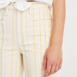 Madewell Emmett Wide-Leg Crop Cream Yellow and Blue Stripe Pants Size 28